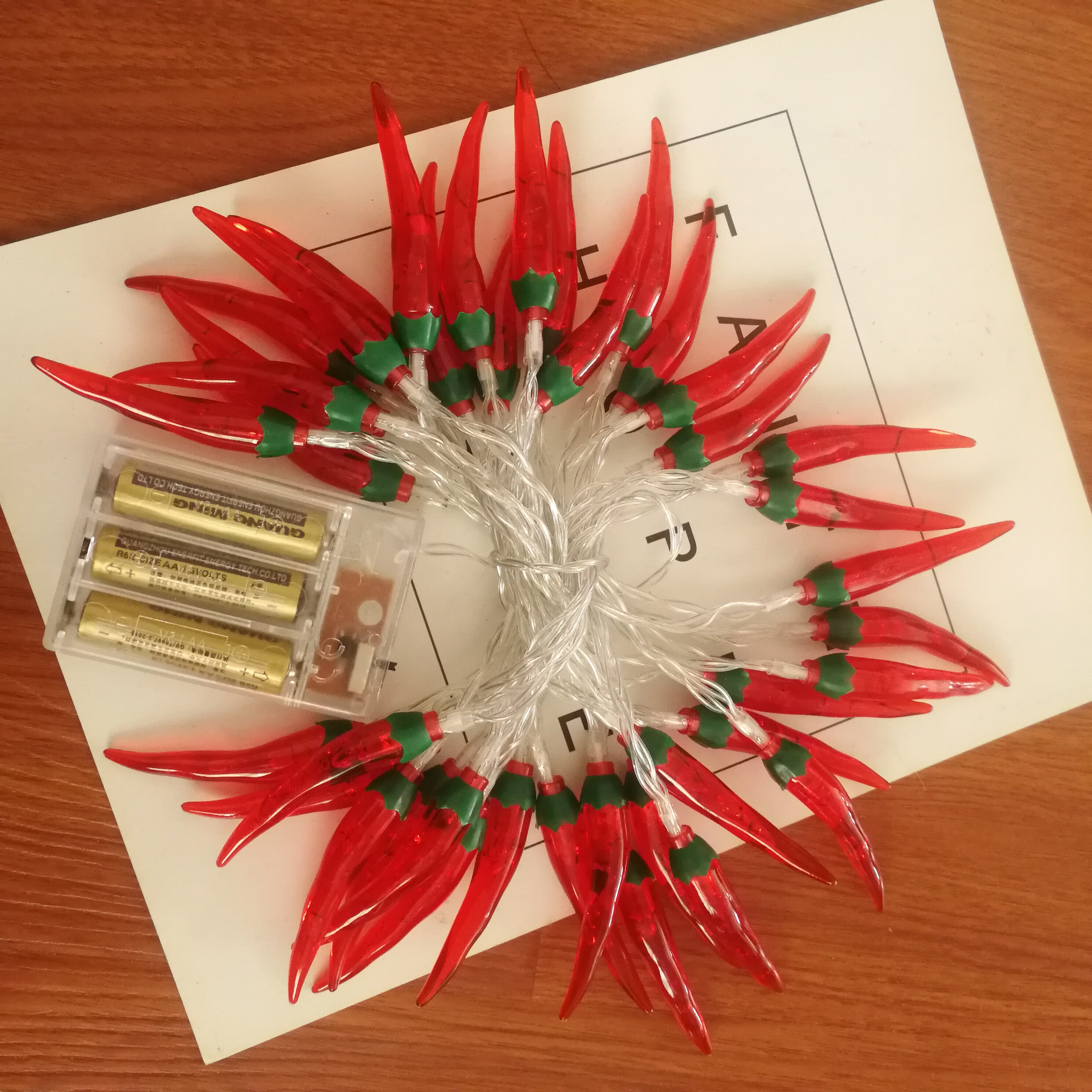 LED Red Chilli Light String Battery-operated Fairy Lights year&#39;s Festoon Garland Wedding Party Christmas Decoration