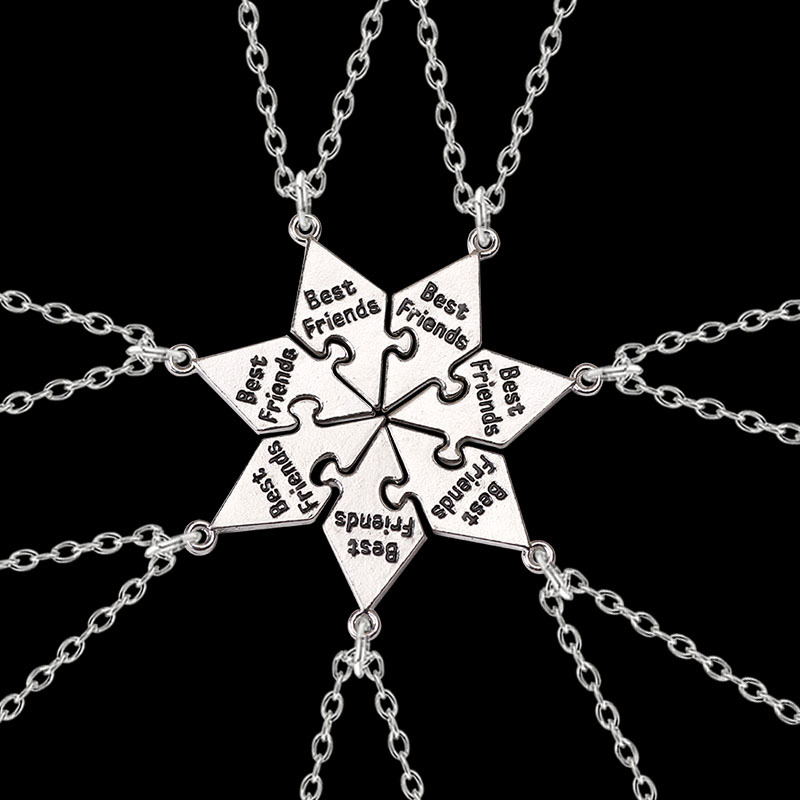 Ensemble de 7 pièces de collier pour meilleur ami, sœurs, bon ami, pendentif d'amitié, mot, bijoux pour dames, ,