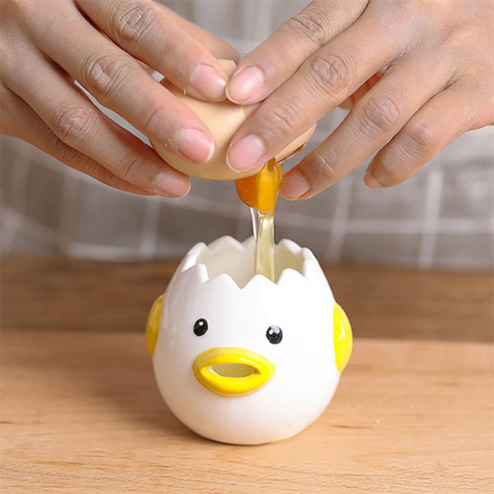 Cute Little Chicken Ceramic egg White Separator Egg Separator Egg Yolk Protein Separator Filter Baking Tools Egg Tools: yellow