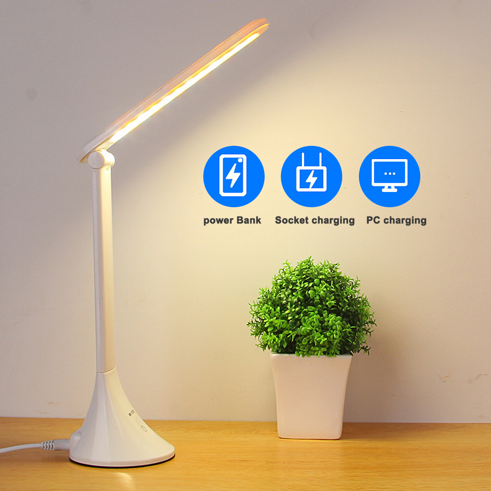 Junejour led bordbordslampe rørende 3 niveaus dæmpbar usb foldelampe øjenbeskyttelse