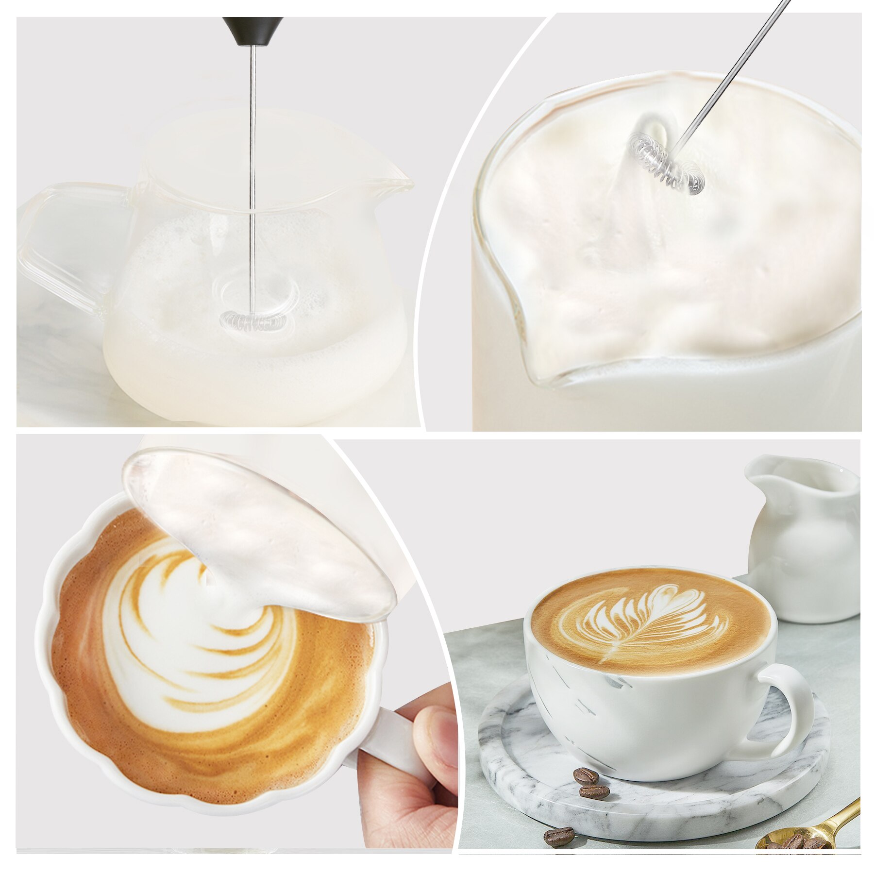 Mini Espumador de leche eléctrico de mano, vaporizador de acero inoxidable para café, capuchino, Latte, Matc, funciona con batería