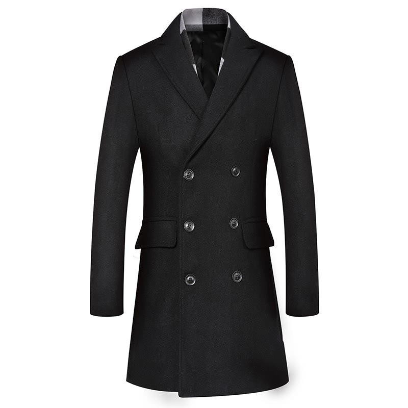 Manteau de laine d'hiver hommes Double boutonnage pardessus Style britannique Trench manteau hommes caban laine mélanges veste sans écharpe