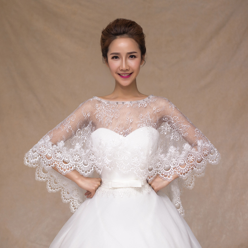 frauen Elegante Elfenbein Spitze Braut Bolero Hochzeit Zubehör Braut Jacken Braut Wraps für Sommer