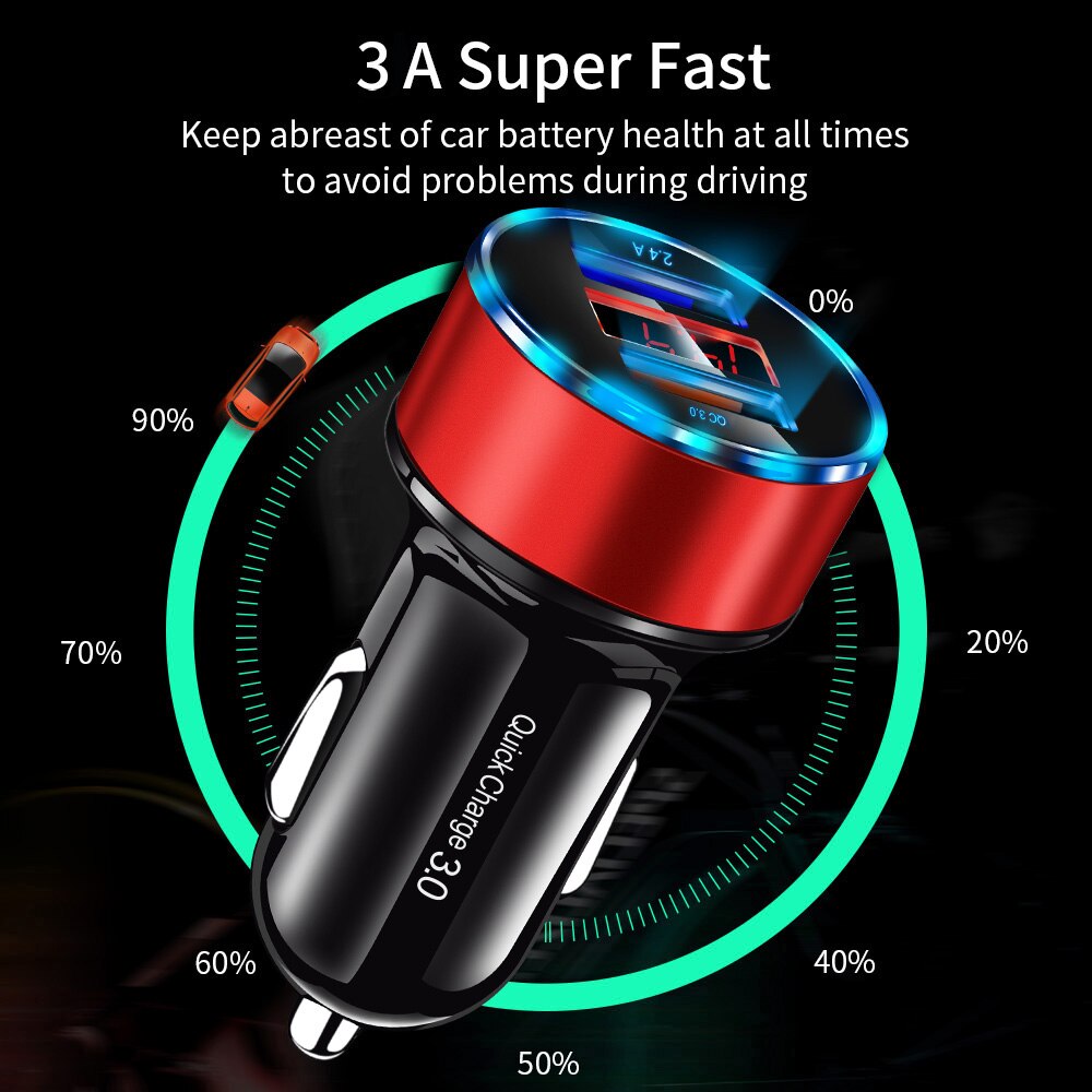 Olaf Qc 3.0 Usb Car Charger Voor Samsung A50 S9 Quick Charge 3.0 30W 3A Snelle Lading Autolader 2 Usb-poort Mobiele Telefoon Laders