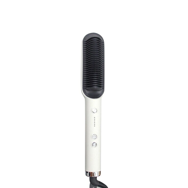 Weibliche Keramik Curler Gerade Kamm Multifunktions Bart Haarglätter Styler Männer Wärme Curling Elektrische Haar Pinsel: AU Stecker / white