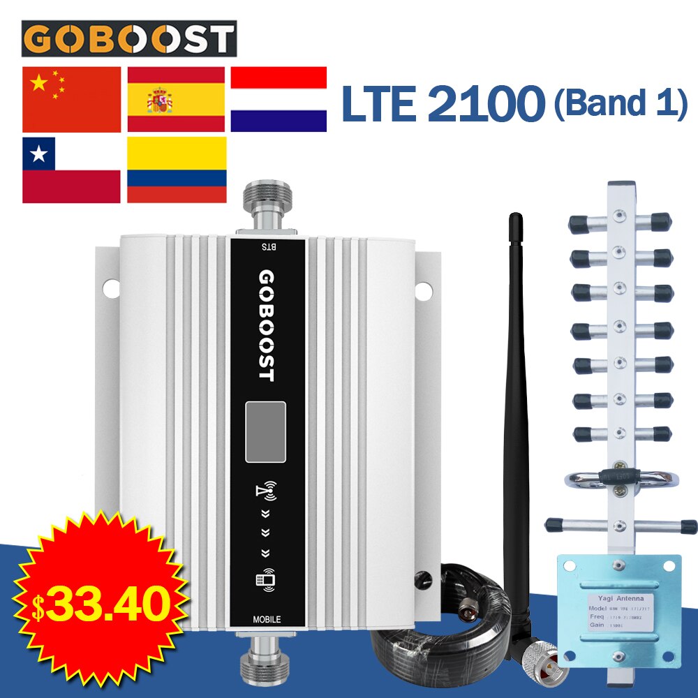 4G Signal Amplifier GSM 900MHz Repeater 2G 3G 4G Cellular Amplifier LTE DCS 1800 2100 Signal Booster For Cell Phone 68dB Gain: WCDMA2100