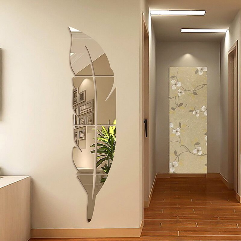 Plumas DIY 3D espejo Adhesivo de pared extraíble s GW 1 Uds decoración de habitación pegatina decorativa de vinilo espejo de pluma espejo Adhesivo de pared