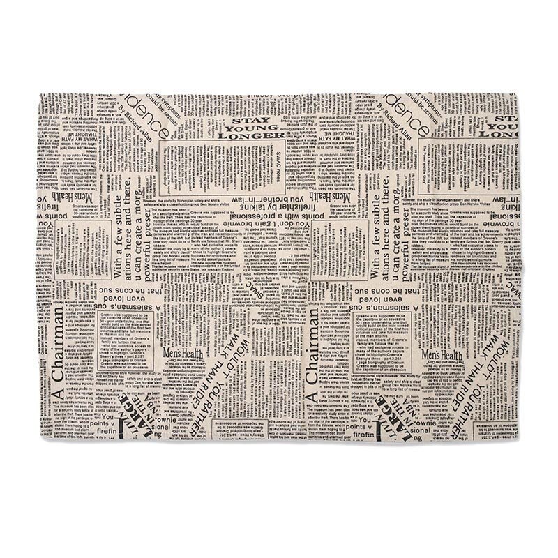 Vintage Stijl Placemats Zachte Stof Letters Gedrukt Servetten Placemats Voor Thuis Keuken Decoratie MSU88: Black