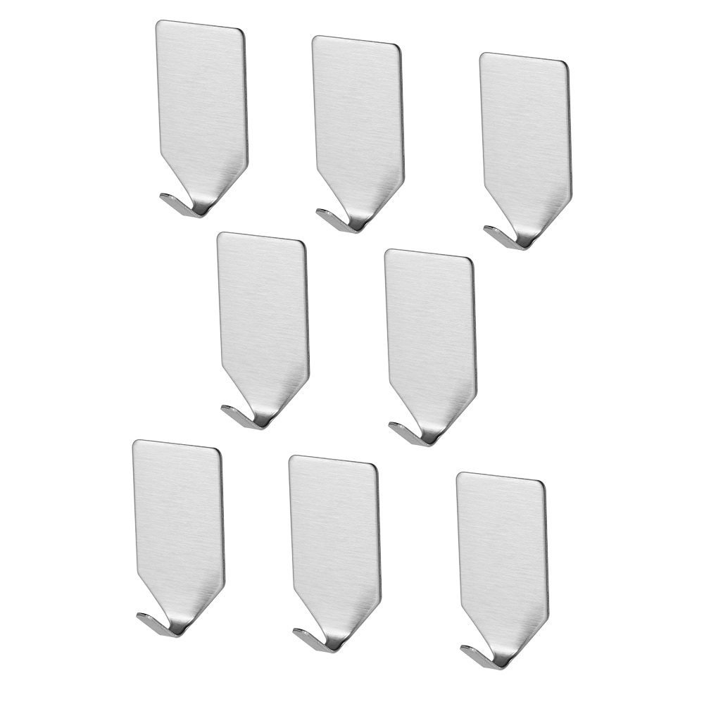 8pcs Adhesive Hooks Stainless Steel Towel Hooks Family Robe Hanging Hooks Hats Bag Key Adhesive Wall Hanger Hooks for Kitchen