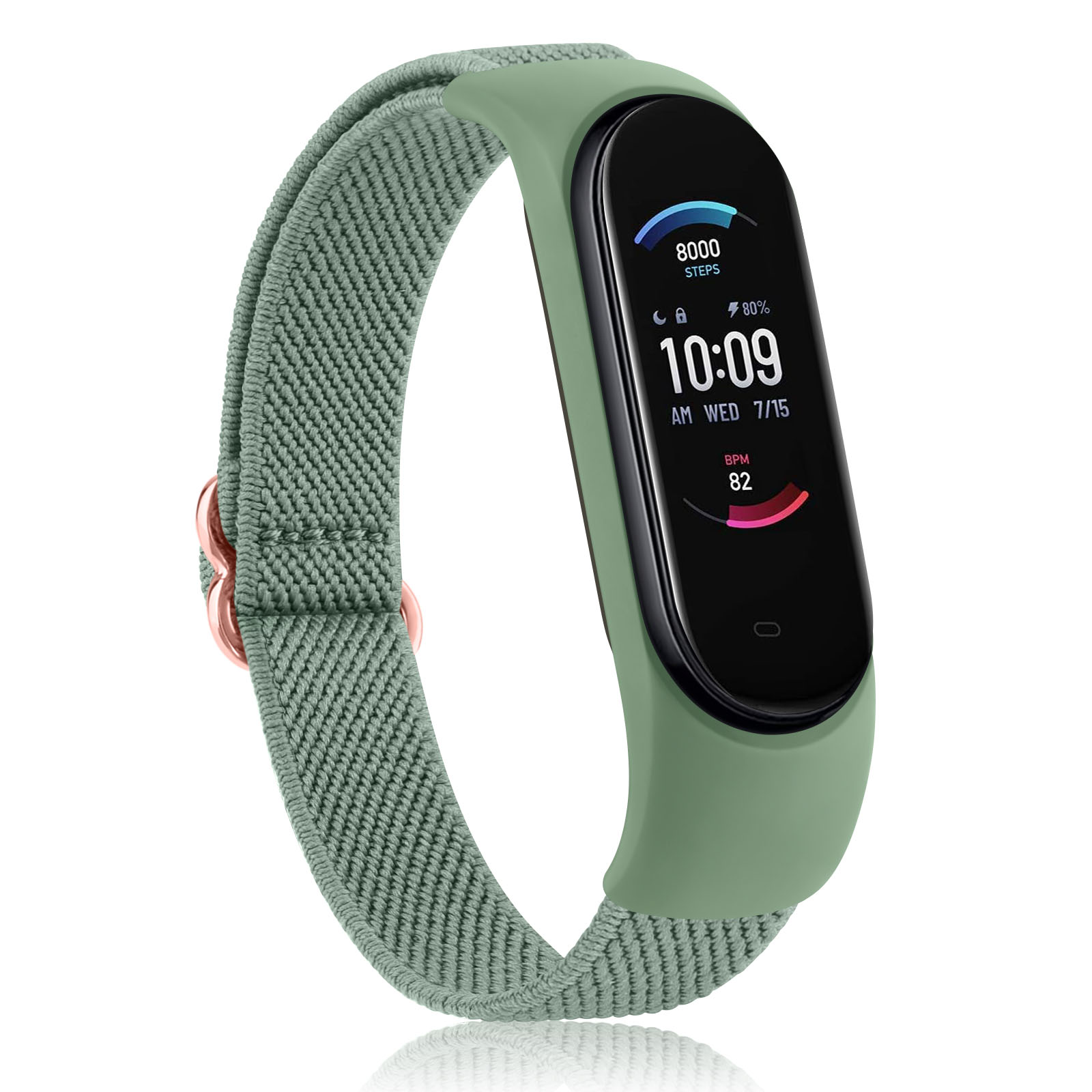Elastyczny pasek nylonowy do paska Amazfit Band 5 wymiana paska sportowa opaska na nadgarstek pasek do zegarka kompatybilny z bransoletką Amazfit Band 5: GREEN BLUE