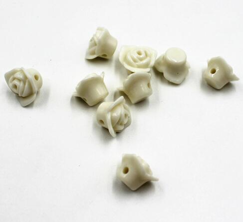 GHRQX Colorful roses loose beads DIY Beads Bracelet making 30 pcs: Beige