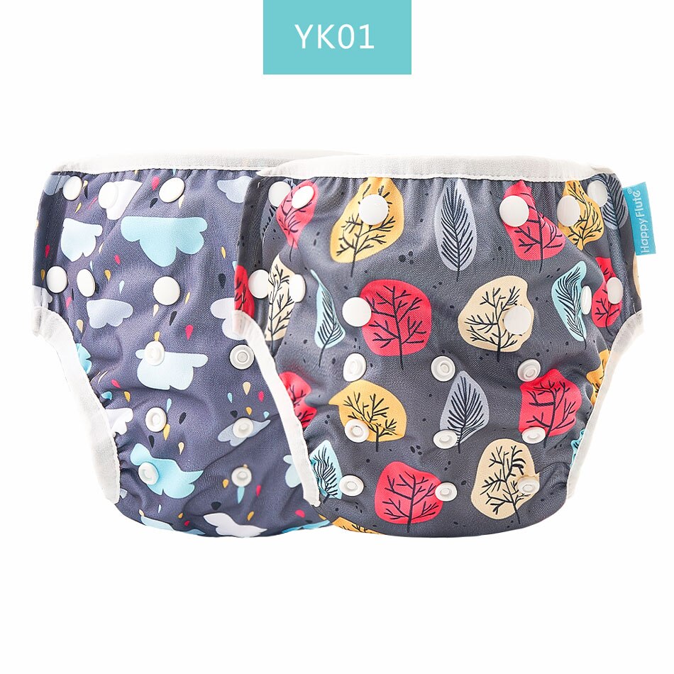Happy Flute – couche-culotte ajustable en tissu réutilisable pour bébé, 2 pièces, housse lavable, pour l'été, pantalon de piscine: YK01