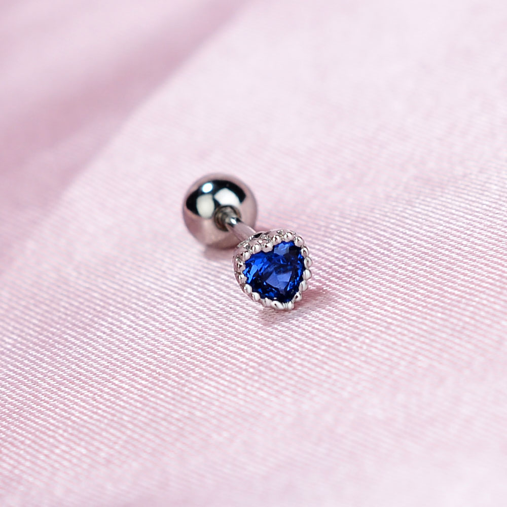 1 Pza lindo minimalista Mini pendiente con forma de corazón brillante cristal colorido CZ tornillo trasero pequeño cartílago Piercing pendiente joyería