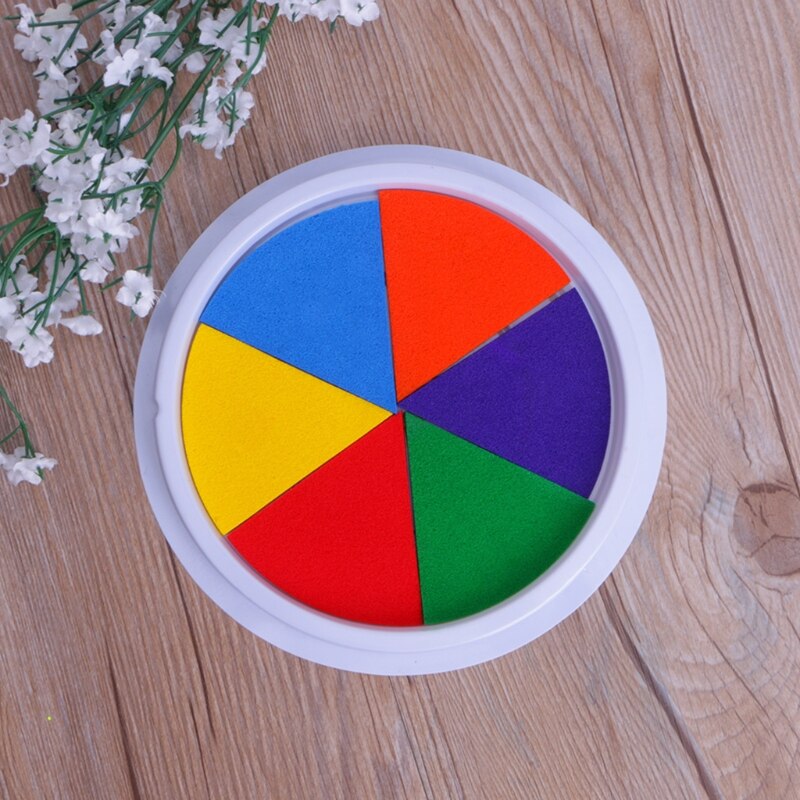 6 Colors Ink Pad Stamp DIY Finger Painting Craft Cardmaking Large Round For Kids L4MA