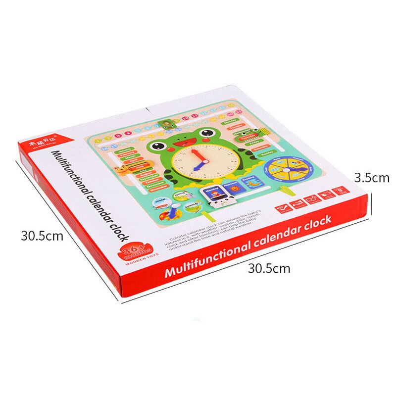 Multifunctional 3D Stand Wood Colorful Weather Calendar Cartoon Clock Frog Animal Four Seasons Time Early Home Educational Toys
