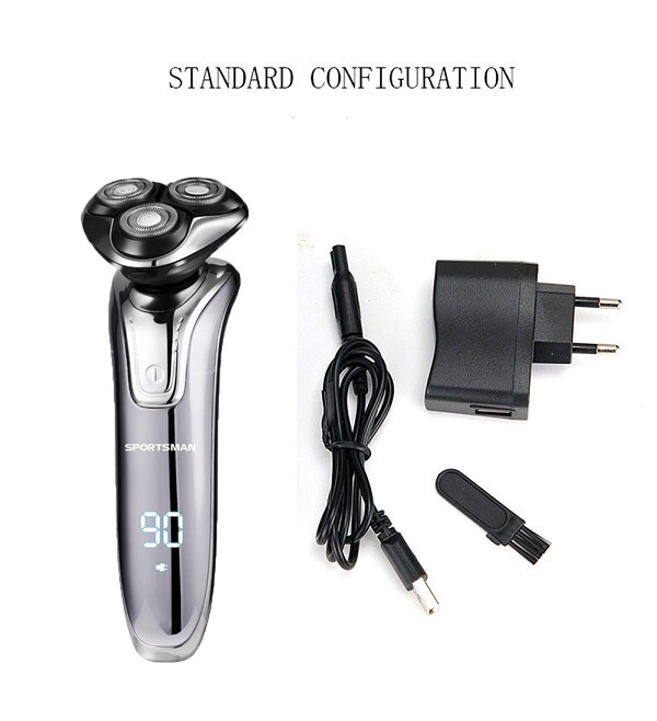 3headed Washable Electric Shaver 4IN1 Beard Trimmer Multifunctional Razor for Men Shaving Machine Face Body Care Electric Shaver: Gray