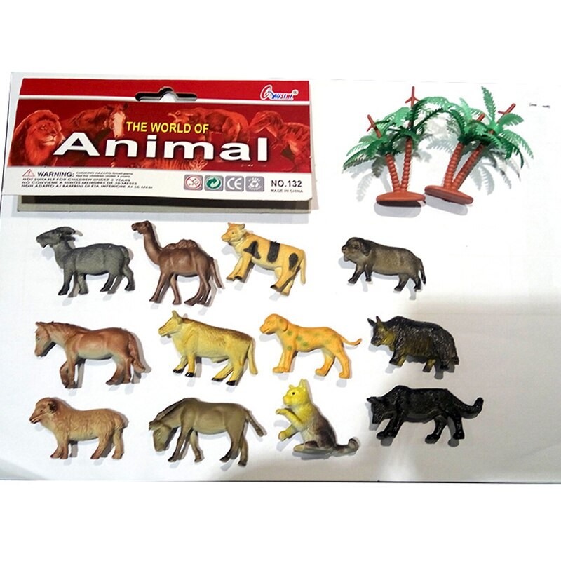 12 Pcs Animal Dinosaurus Model Ornamenten Wilde Bos Simulatie Dier Scène Accessoires Kinderspeelgoed