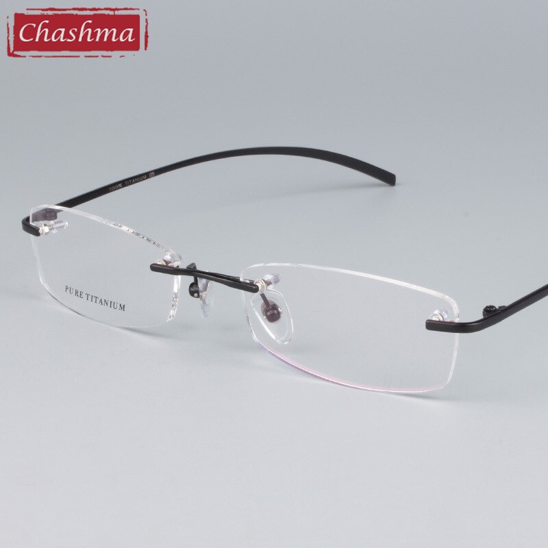 Chashma unisex briller brillestel titanium brillestel kvindelige mandlige optiske briller: Sort