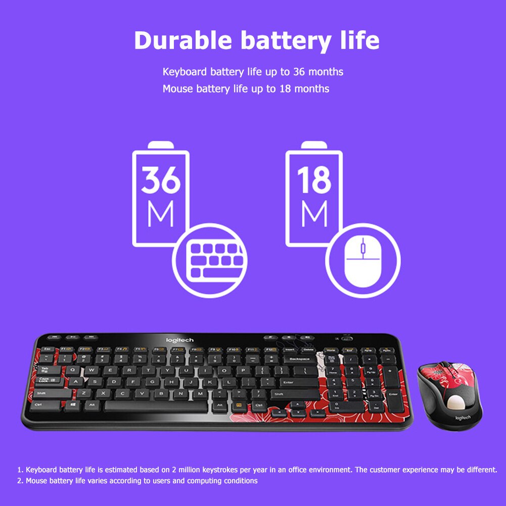 Logitech MK365 Mini Multimedia 2.4GHz Wireless Mouse Keyboard Combo Set Keyboard Mice for Office Notebook Laptop Desktop PC