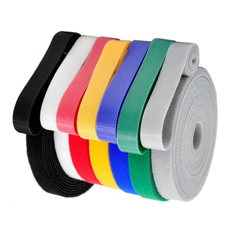 5 metros de Nylon velcro adhesivo con Cinta ajustable magia ganchos Lazos de Cable Clip de lazos Línea alámbrica acabado Velcroing Correa adhesiva cinta
