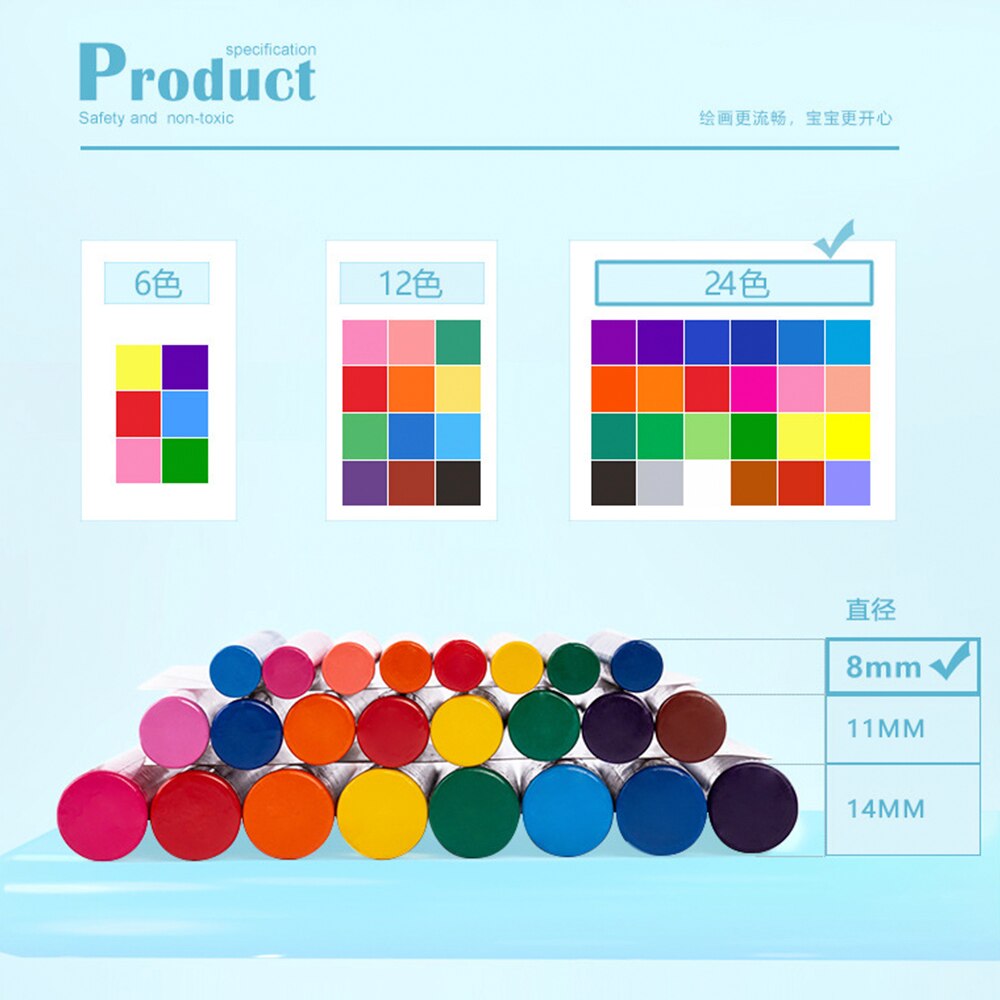 24color Paint Set Round Crayon Student Plastic Crayon Set Baby Painting Brush Custom Oil Paint Art Supplies