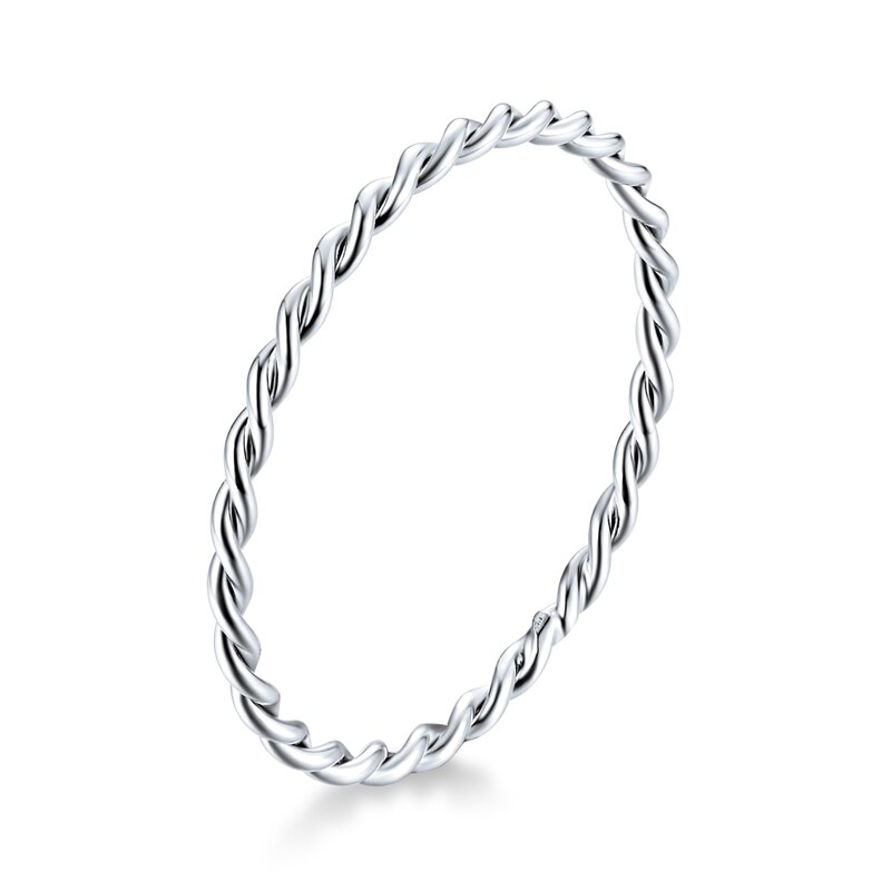 Bamoer anello intrecciato semplice in autentico argento Sterling 925 per donna accessori eleganti per gioielli da sposa con anello impilabile classico: C / 6