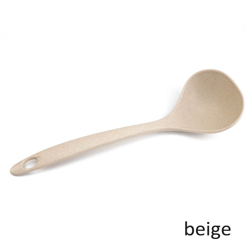 Cuchara de tallo para sopa, utensilio de cocina con mango largo, 4 colores, 1 unidad: beige