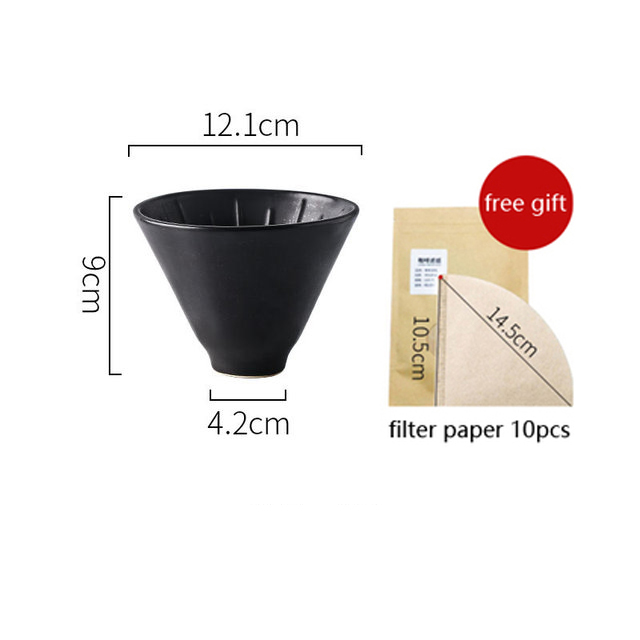 Håndbrygget kaffefiltersæt med  v60 pour over glas kaffekande kaffe elkedel kande drypper stand kaffemaskine sæt: Flad sort