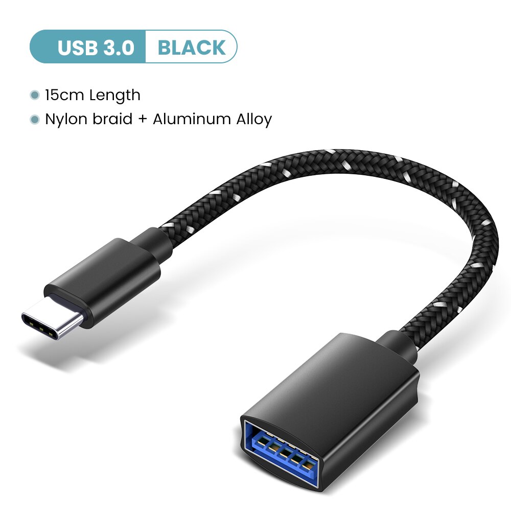 USB C vers USB adaptateur OTG Cable USB Type C male vers USB 3.0 femelle Cable adaptateur pour MacBook Pro type-c adaptateur: Black