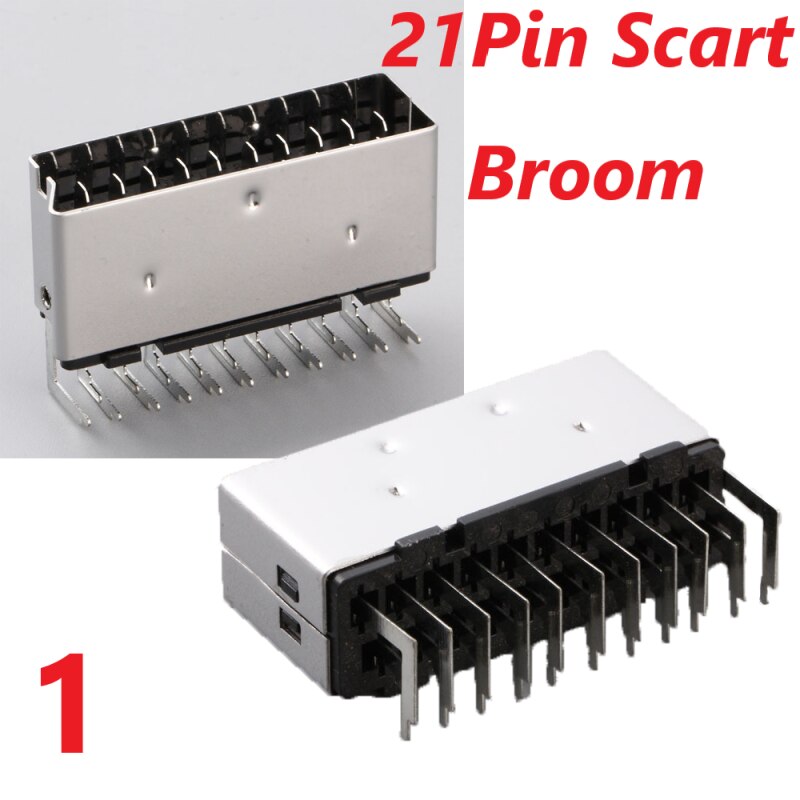 Scart 21pin broom head connector Socket set-top box STB with shield screw holes