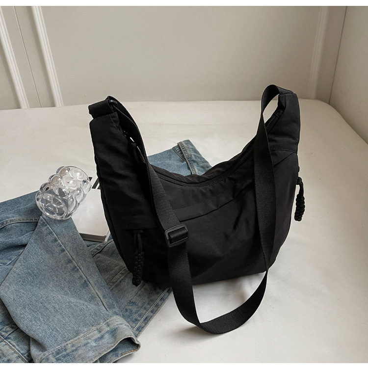 Vrijetijds unisex crossbodytas zomer campus sportstijl schoudertas hobo tas effen kleur grote capaciteit messenger tas: Zwart