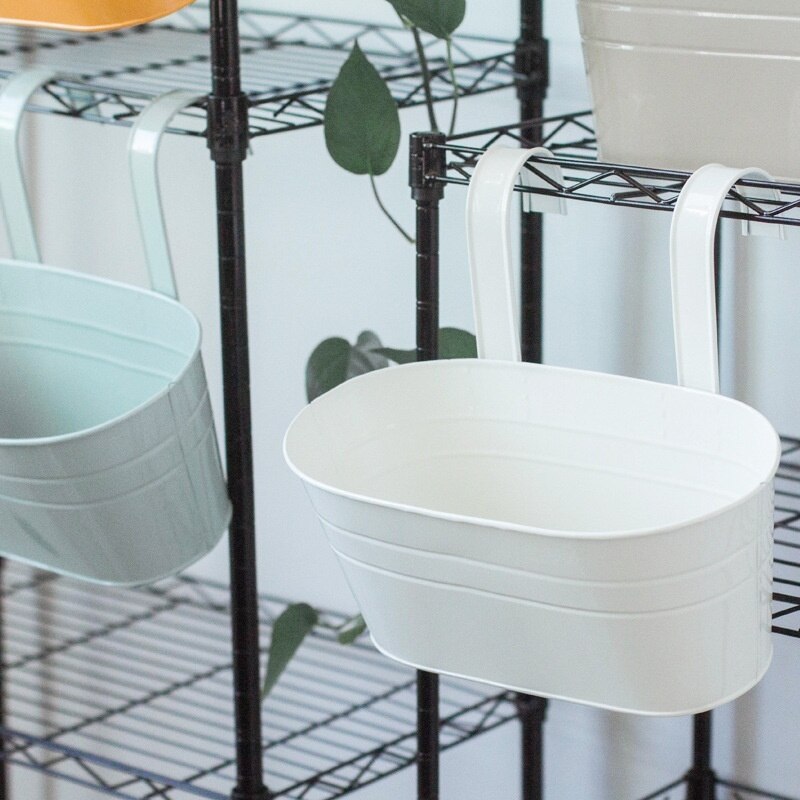 Kleurrijke hangende bloempotten afneembare haak muur hek bonsai planten kuip potten bloemenhouders thuis ba