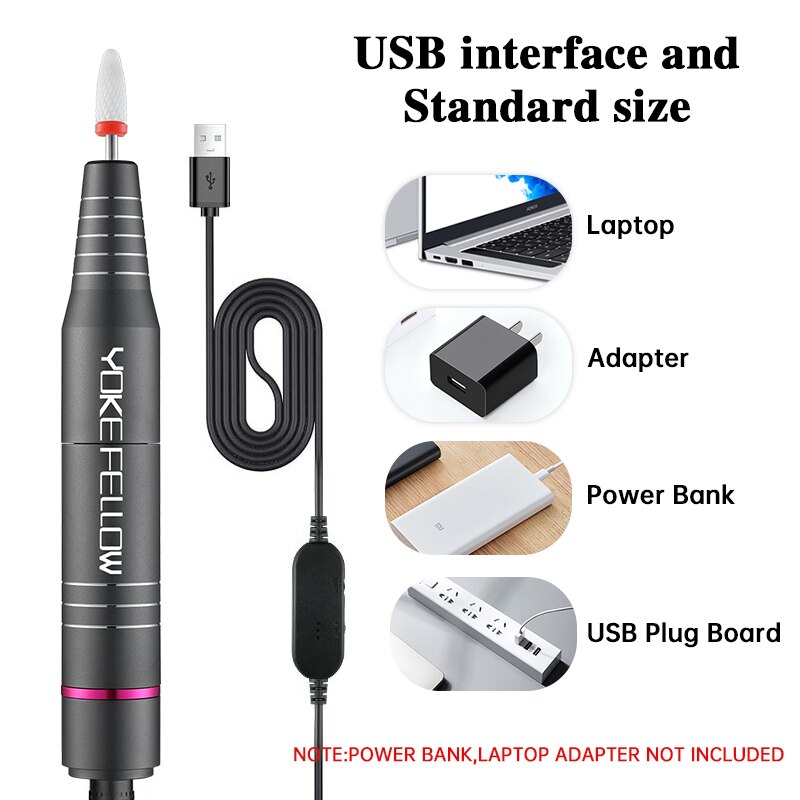Electric Nail Drill Machine For Acrylic Gel Polish File With Cutter Strong Nail Sander 30000RPM Cordless Portable Nail Drill Pen