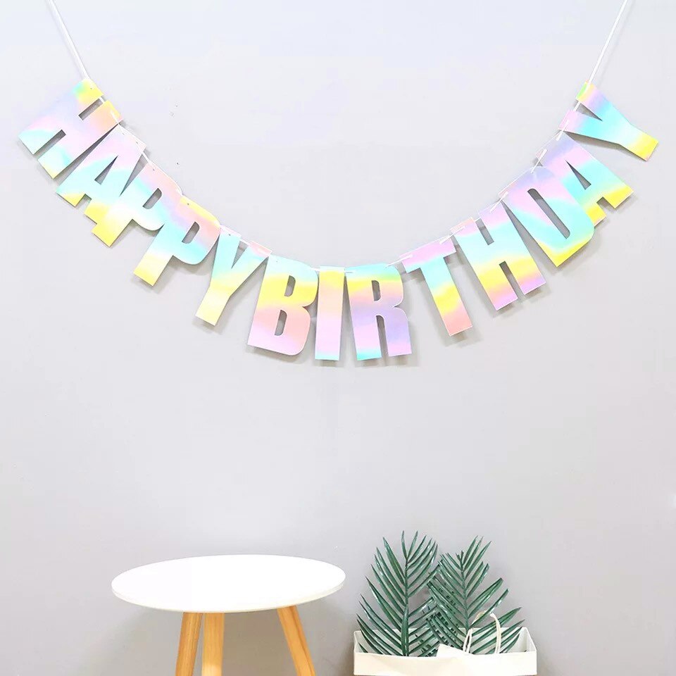 Happy Birthday Banner Bunting paper Birthday Party Hanging Garland Banner Baby Shower Decoration: YELLOW