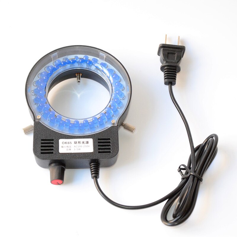 100-240V 52 Blue LED Stereo Microscope Light Source 30-65mm Inner Dia Ring Lamp Brightness Adjustable Microscopio Illuminators