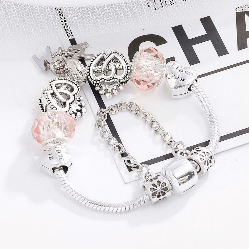 Boosbiy verzilverde mama hangers bedelarmband voor vrouwen, geschikt voor een liefdeshart bedelarmband, moederdag sieraden