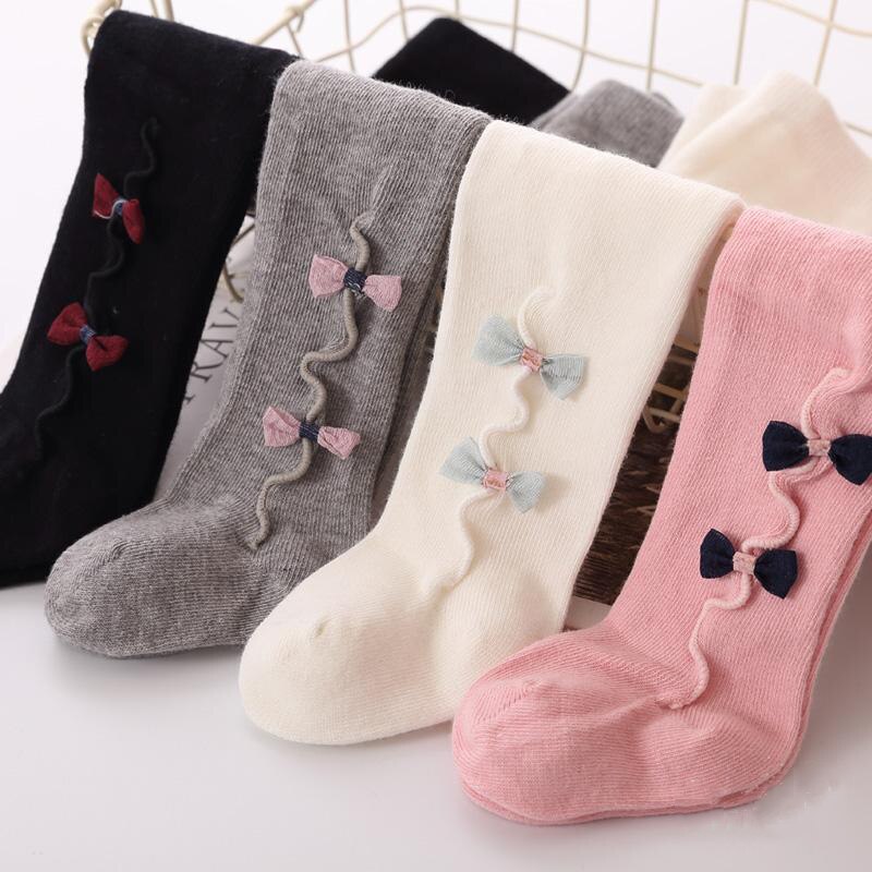 Princesse -né enfant bébé filles bas tricot enfant en bas âge enfants pur coton hiver noeud papillon collants bébé bonneterie 0-36M