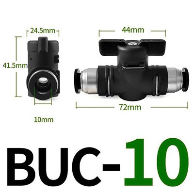 Buc 4 6 8 10 12mm pneumaattinen pikaliitin pu letkuliitin manuaalinen venttiili ohjauskytkin manuaalinen palloventtiili: Buc -10