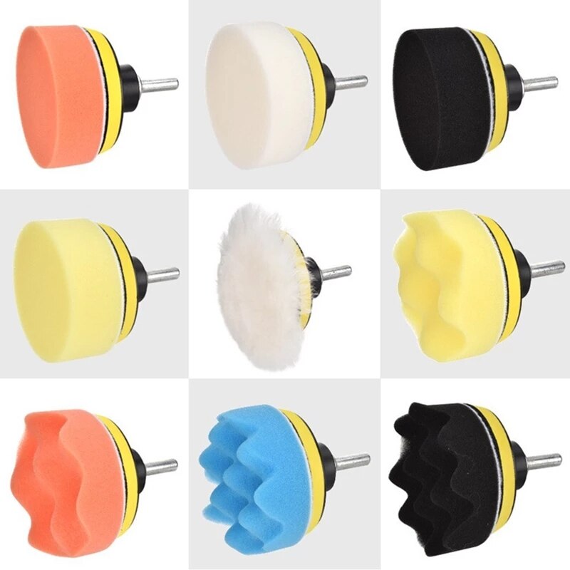 3inch Car Polishing Disc 11Pcs/Set Self-Adhesive Buffing Waxing Sponge Wool Wheel Polishing Pad For Car Polisher Drill Adapter