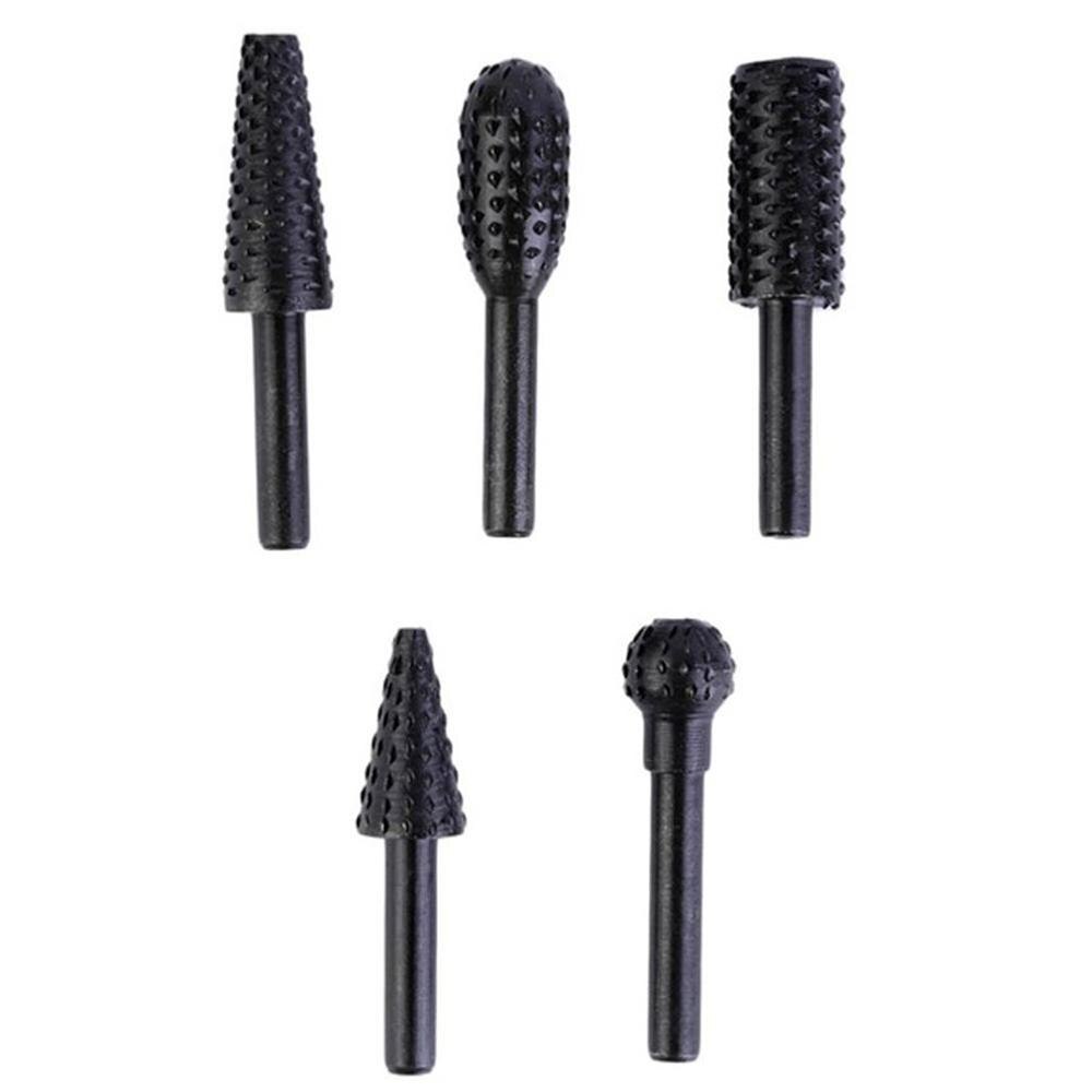 Woodworking Mace Rotary Rasp Set Steel Rotary Burr Set Shank Wood Rasp Drill Bit Grinding Tool Accessories