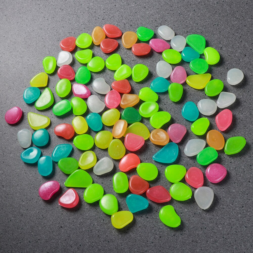 100 stuks lichtgevende keien, kiezelstenen, gloeiend in het donker voor aquarium, aquarium, grinddecoraties voor de tuin (blauw): Zoals weergegeven