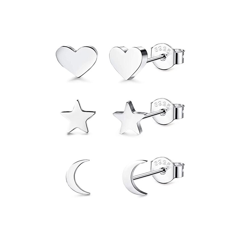 ROXI-pendientes de tuerca en forma de Mini estrella para mujer y niña, aretes Piercing minimalistas, joyería de plata 925, tendencia: 10