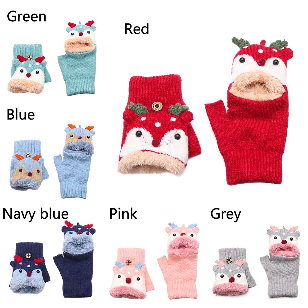 1 par de guantes de bebé de dibujos animados alce niños tapa de punto mitones, guantes invierno, guantes invierno para 3-7 años