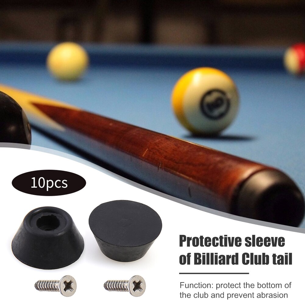 10 Stks/set Rubber Pool Cue Tip Biljart Bodem Pole Staart Protector Cover Sleeve Voor Snooker Club Fittings