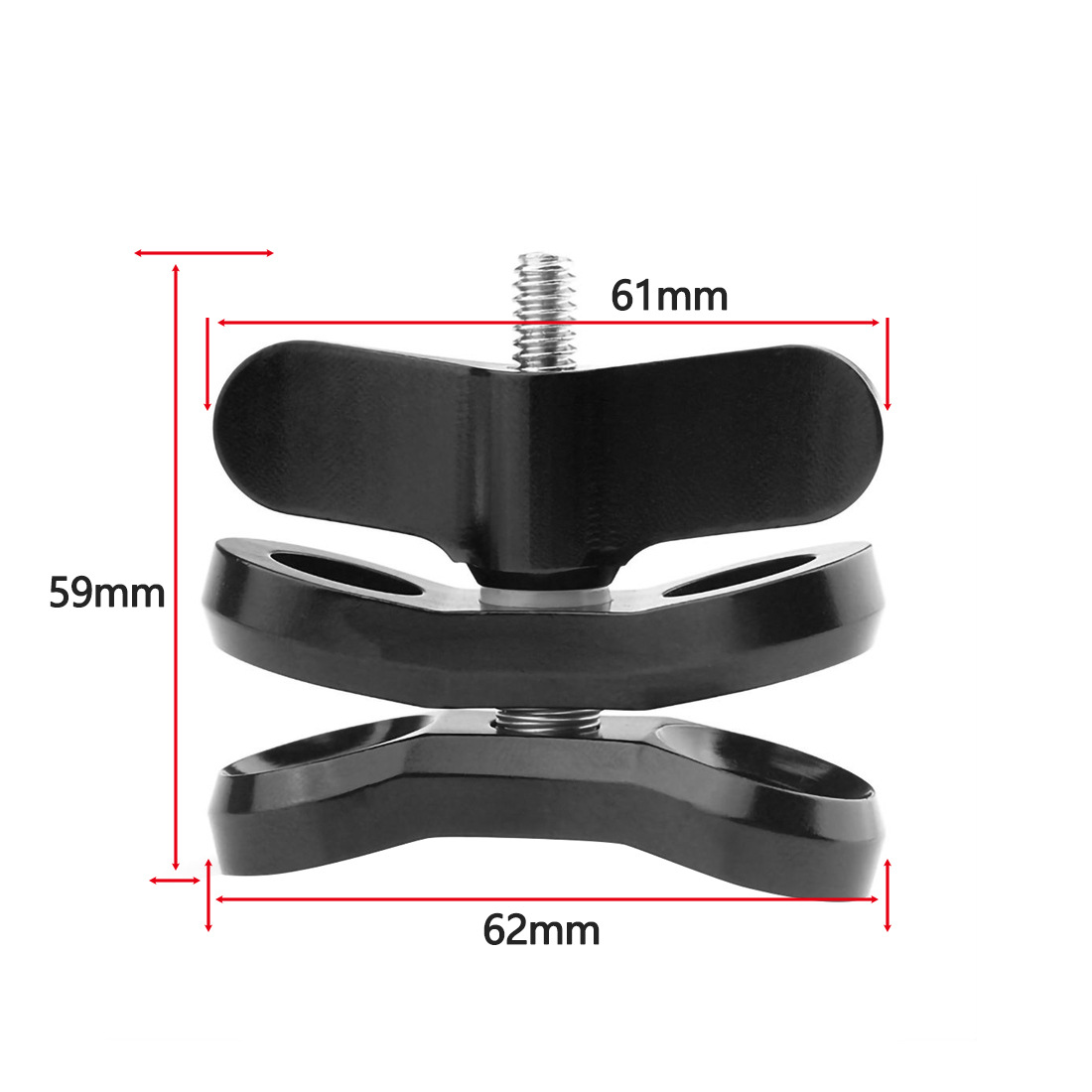 1-Zoll-Kugelkopf-Adapter, 1/4 Zoll Schraube, feste Halterung, Schmetterlingsclip für Gopro, SLR-Kamera, Unterwasser-Tauchhalterung, Tablett, Lichtklemme: Kamel