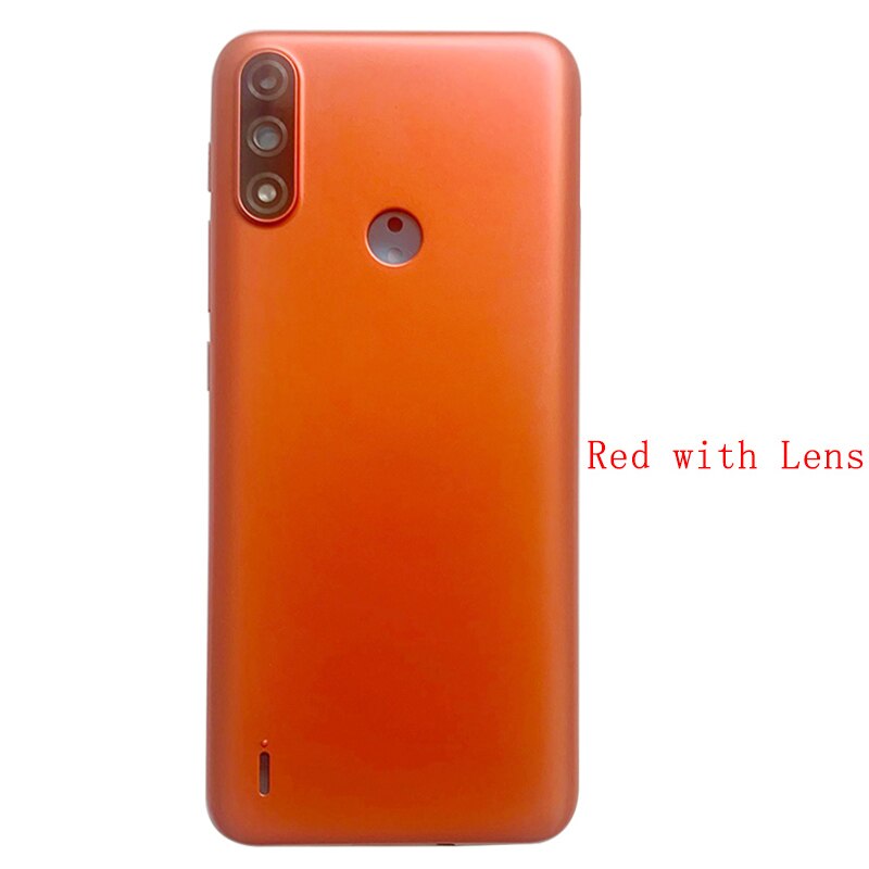 Terug Batterij Cover Achterdeur Panel Behuizing Case Voor Motorola Moto E7 Power Batterij Cover Vervanging Deel: Red with Lens