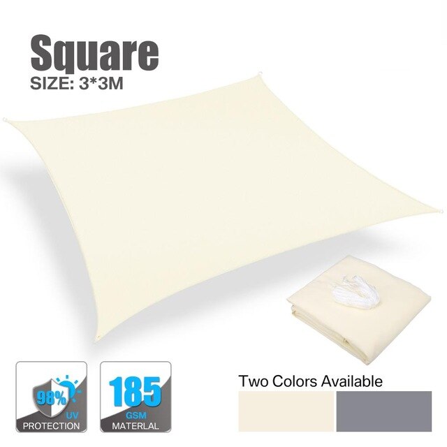 280GSM Large Sun Shade Shelter Sunshade Camping Waterproof Triangular Sail Awning Outdoor Canopy For Garden Patio Pool Sail: Beige 3x3M