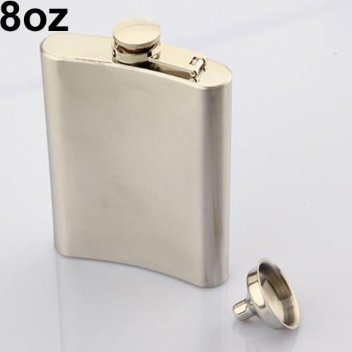Stainless Steel Whiskey Pocket Hip Flask Wine Liquor Wedding Party Drink Bottle Funnel Male Small Mini Flask For Alcohol Bottle: 8oz