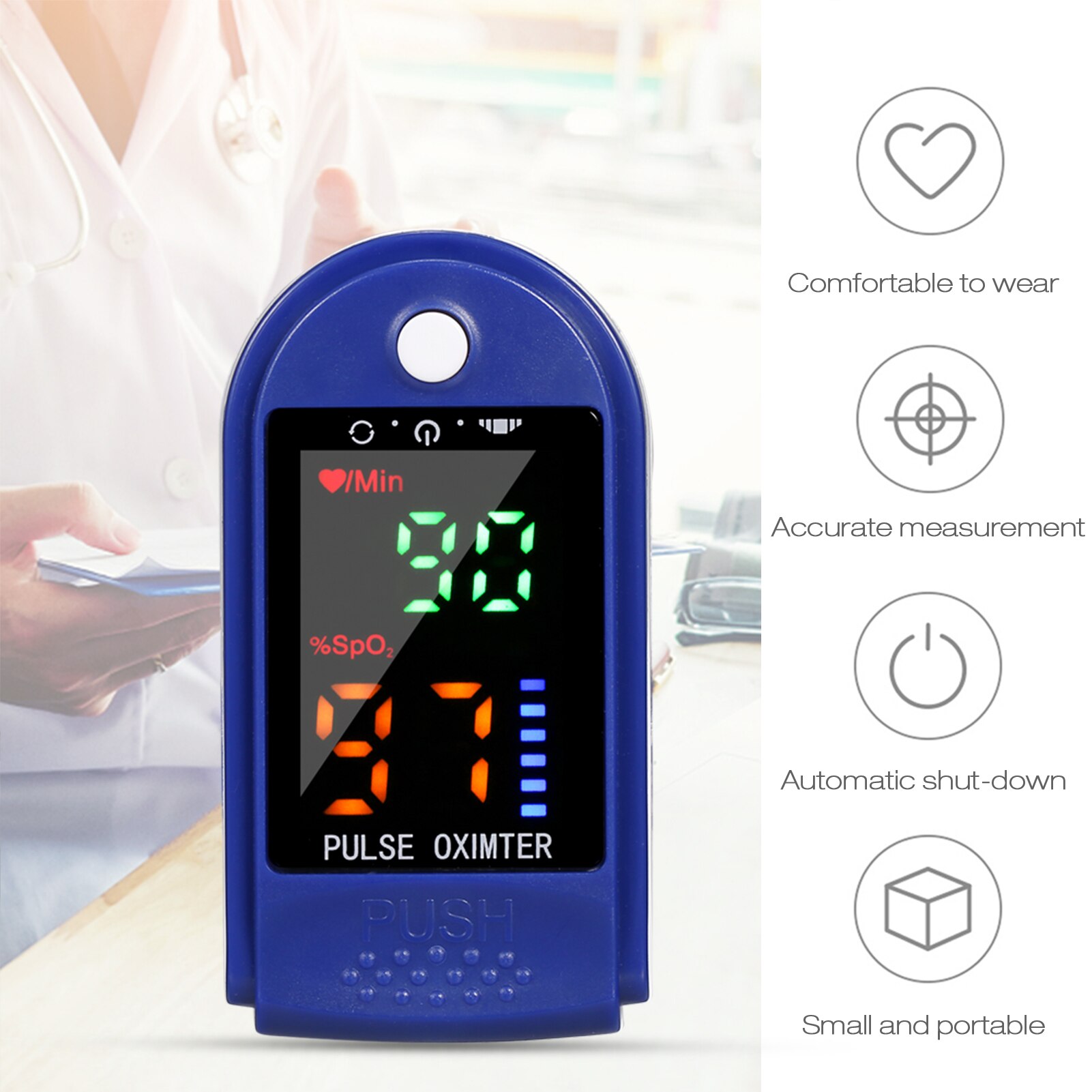 Fingertip Pulse Oximeter Blood Oxygen Saturation SpO2 & PR Monitor 8S Quick Measure Pulse Rate Measurement Meter for Home Sports: MD1814
