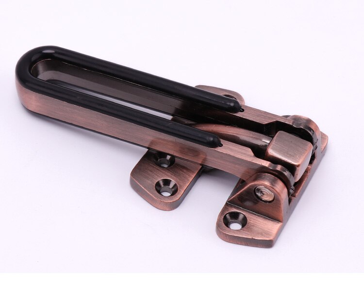 Antique Copper Zinc Alloy Security Door Guard Latch With Black Rubber Stopper Swing Bar Door Security Bolt Latch